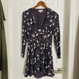 Sunday Best Blue Fit and Flare Long Sleeve Dress